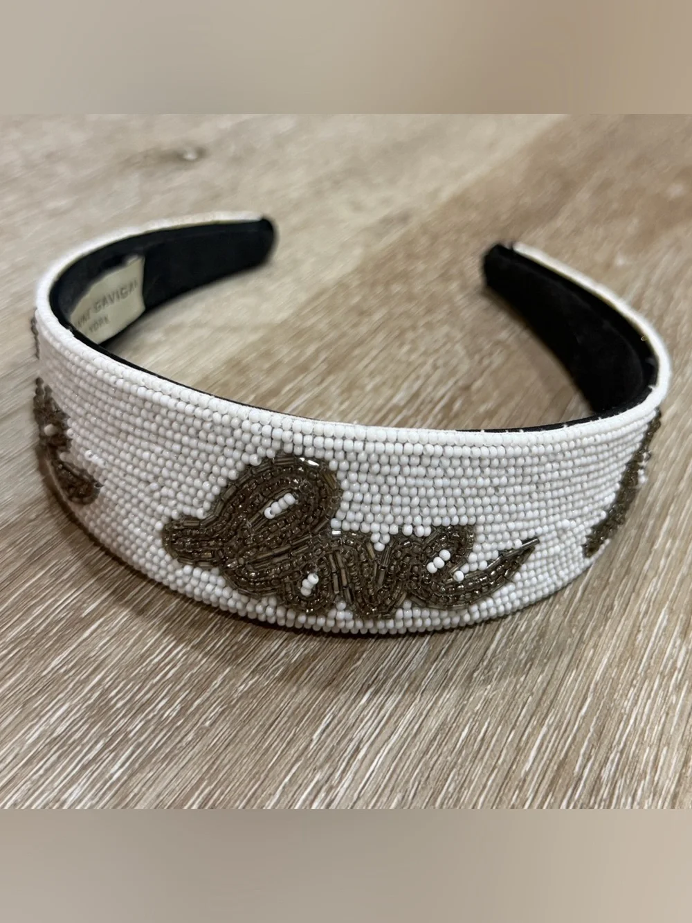 Mignonne Gavigan Beaded White 'Love' Headband